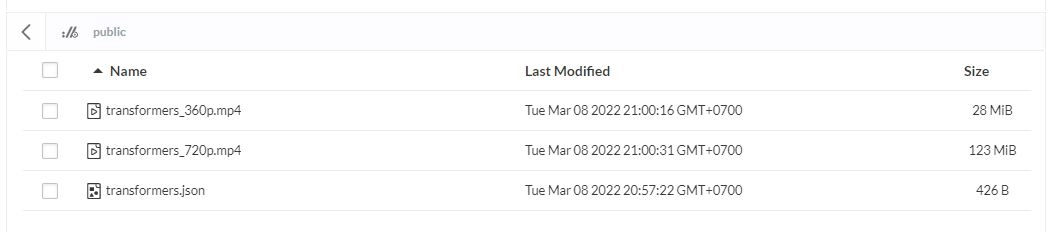 The JSON and video file uploaded on minio